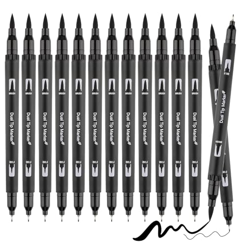 Deepton 12 Stück Filzstifte Schwarz, Fineliner Stifte Set,...