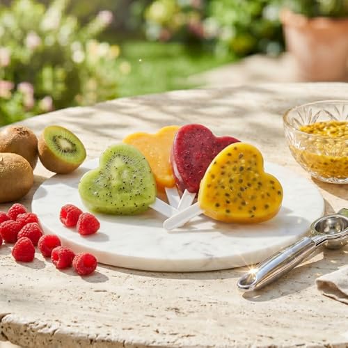 Image of Solitude Set of 4 Heart Shaped Silicone Popsicle Moulds | BPA Free Food Grade Reusable Non-Stick Candy Mold | DIY Ice Cream, Chocolate, Jelly, Lollipop and Cake Pop Maker, Multicolour