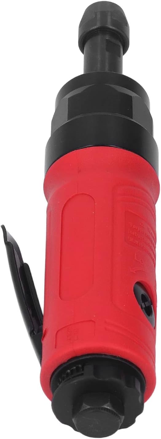 Pneumatic Die Grinder Kit, 4000 RPM, 1/4 Inch, Zinc Alloy Construction, Red Handle, 8.27 Inch Length, for Metal and Wood Polishing