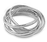 Ehering und Verlobungsring aus rhodiniertem Sterlingsilber mit doppeltem Akzent, 7 mm, Größe: P