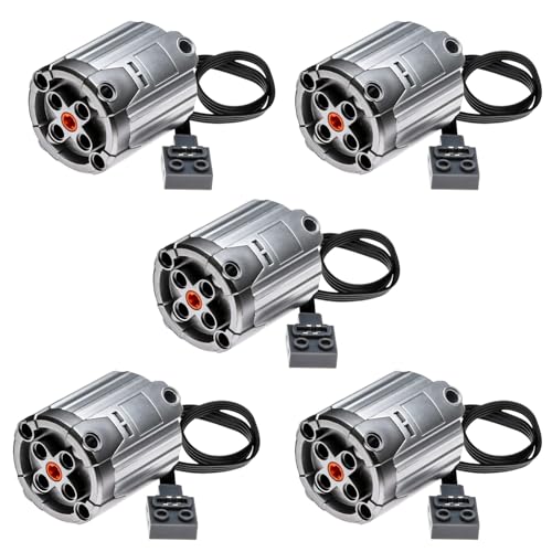 ASTEM 5Pcs MOC Power Functions Technical Series XL Large Motor Compatible with Standard Building Blocks 8882 (Silver Plating)