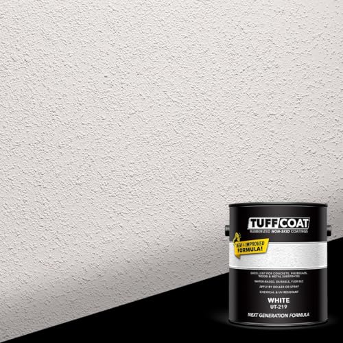 Image of Tuff Coat Medium Texture Rubberized Non-Skid Deck Coating - Textured Non-Slip Safety Surface for Pool Decks, Docks, Boat Ramps, Patios, Walkways & High-Traffic Areas (UT-219 White 1-gallon)