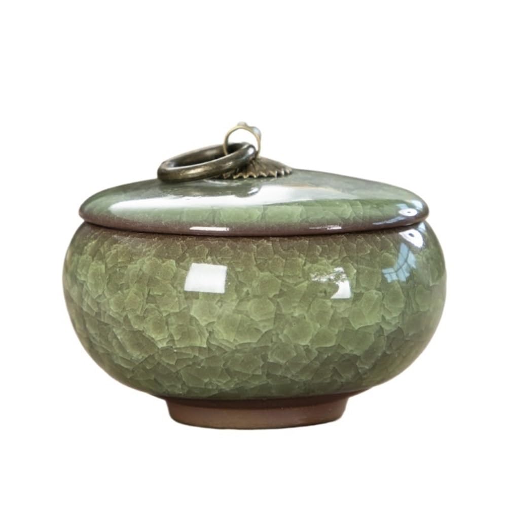 Zyyanshop Blue Butter Dish Crackled Ceramic Butter Dish Household Portable Tea Organiser With Lid