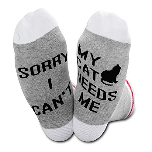 TSOTMO Sorry I Canâ€™t My Cat Needs Me Socks (Cat Needs)