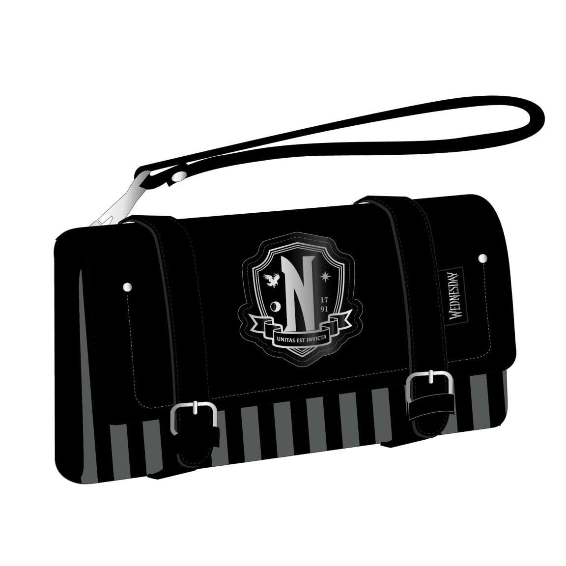 CERDÁ LIFE'S LITTLE MOMENTS Wednesday Leatherette Wallet 19.0 X 9.5 X 1.5 Cm, Black/White, Regular