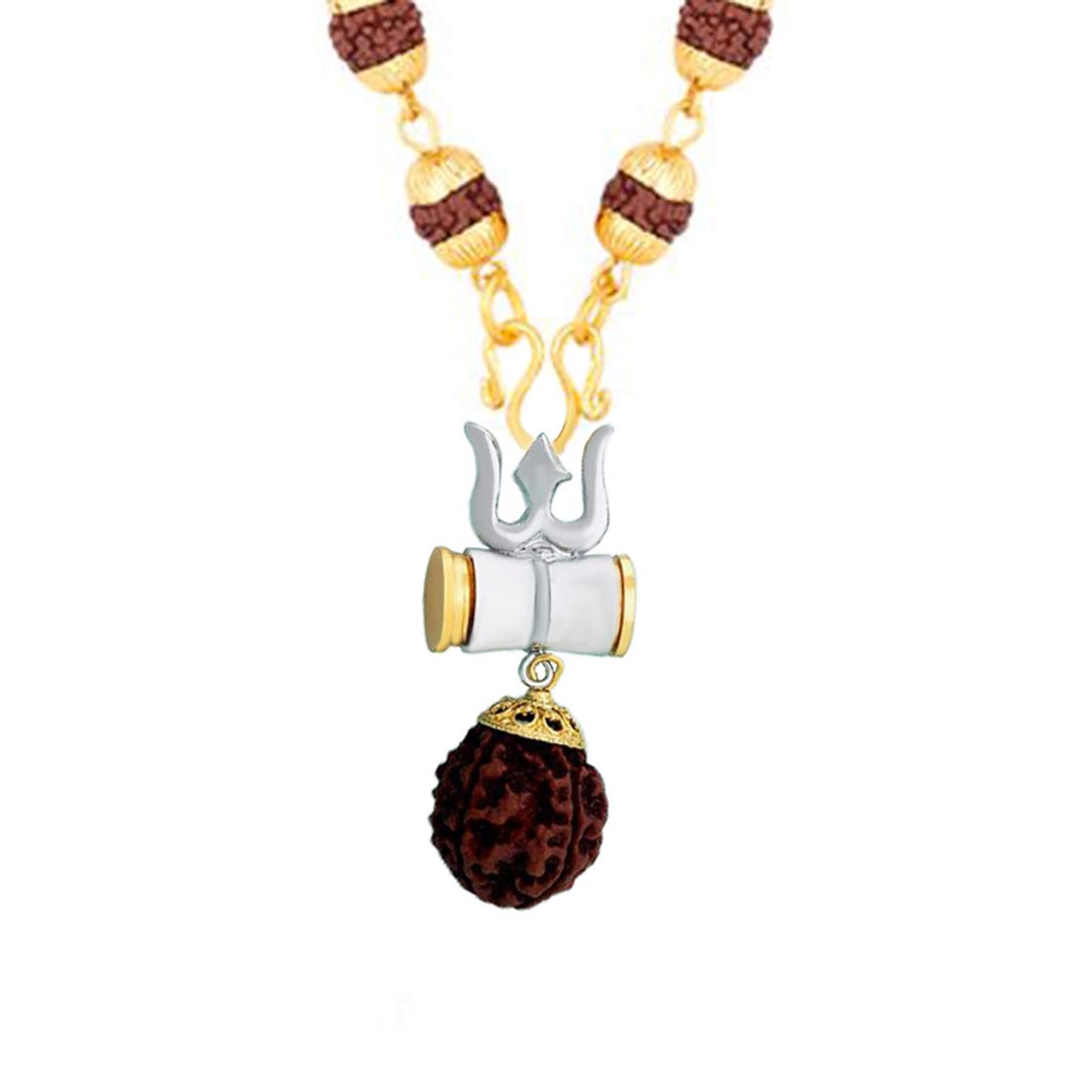 Mahadev Silver and Gold platedTrishul Rudraksha Pendant-image-14