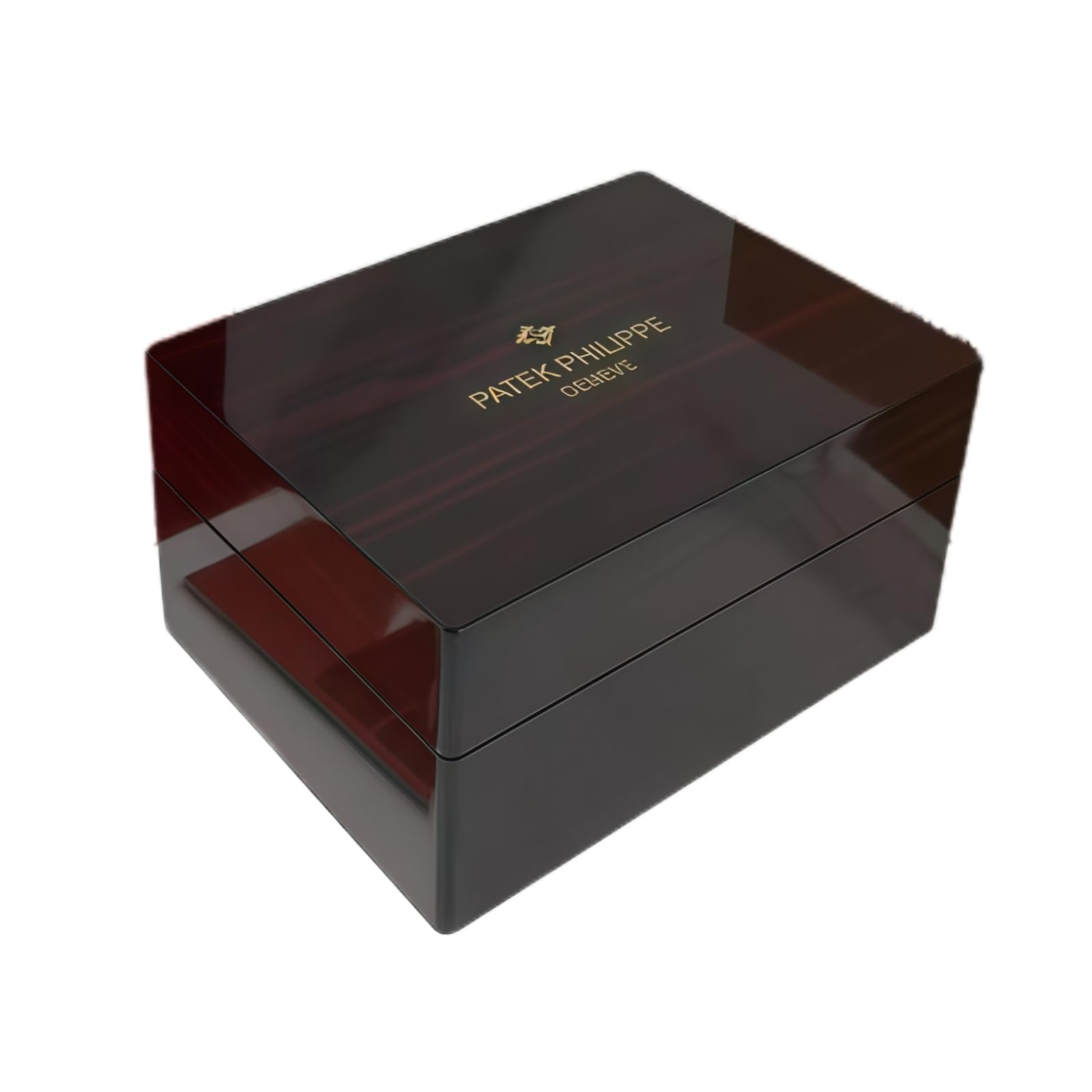 Caja Reloj Madera Caoba Oscura Lacado Piano Alto Brillo Interior Cuero Crema Estuche Almacenamiento Lujo para Patek Philippe