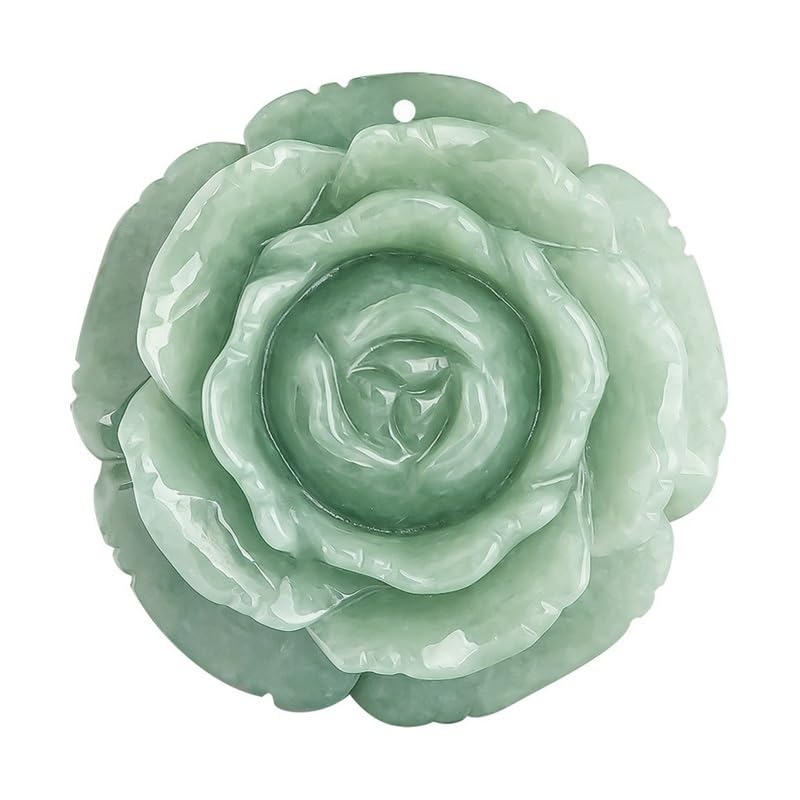 Colgante de jadeíta con peonía tallada, verde judía
