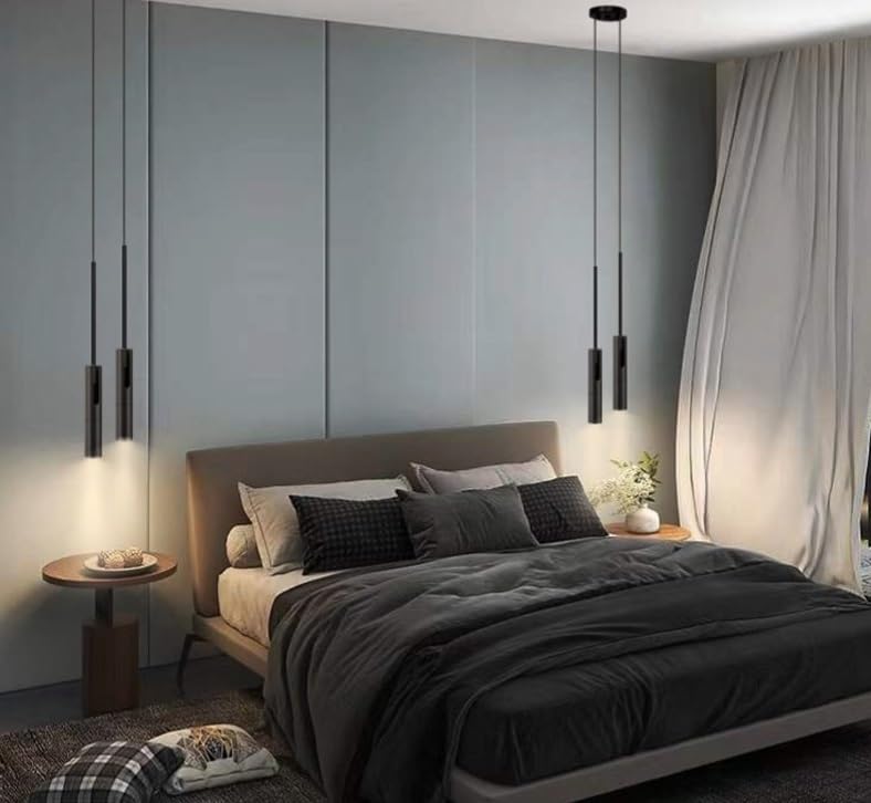 Minimalistyczny żyrandol LED z regulowanym kątem, reflektor do sypialni, czytelni, salonu, dekoracyjna lampa wisząca przy łóżku, żyrandol - czarny, 2 głowice