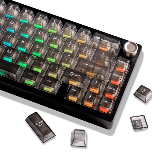 Image of dagaladoo Gradient Grey Translucent keycaps,Shine Through Keyboard keycaps 60 75 100%,Frosted Key caps Set,Cherry Profile Keyboard caps for Mx Switches Mechanical Keyboard(115key)