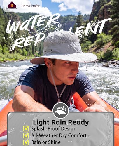Image of Home Prefer UPF 50+ Men's Sun Hat Wide Brim Bucket Hat UV Protection Hat for Mens Womens Beach Safari Gardening Golf Fishing