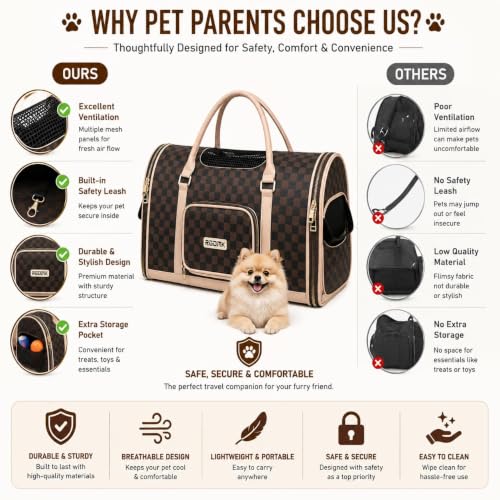 Image of Large Cat Backpack Carrier Expandable Pet Carrier Backpack for Small Medium Cats Fit Up to 18 Lbs, Foldable Puppy Backpack Carrier for Travel, Hiking, Squre,Brown