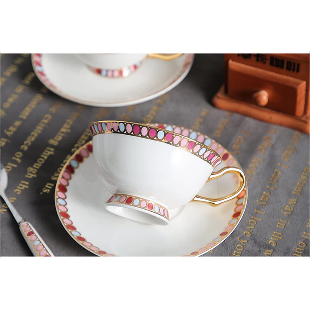 Juego de Tazas de té británico, Juego de Tazas de té de cerámica para la Tarde, Juego de Tazas de café de Porcelana para té de la Tarde y café con Leche (6 Piezas)