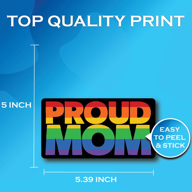 Proud Mom Rainbow Hearts Sticker 2-Pack - LGBTQ Pride Vinyl Decals | 5 Inch USA Made