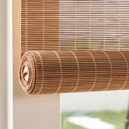 JIAJUTUI001 Tapparella Avvolgibile Bamboo Giardino, Tenda a Rullo in Bamboo per Esterno Tenda in Tapparella a Rullo Avvolgibile Sole Bamboo per Finestra Tende a Rullo in bambù (45x220cm/18x87in)