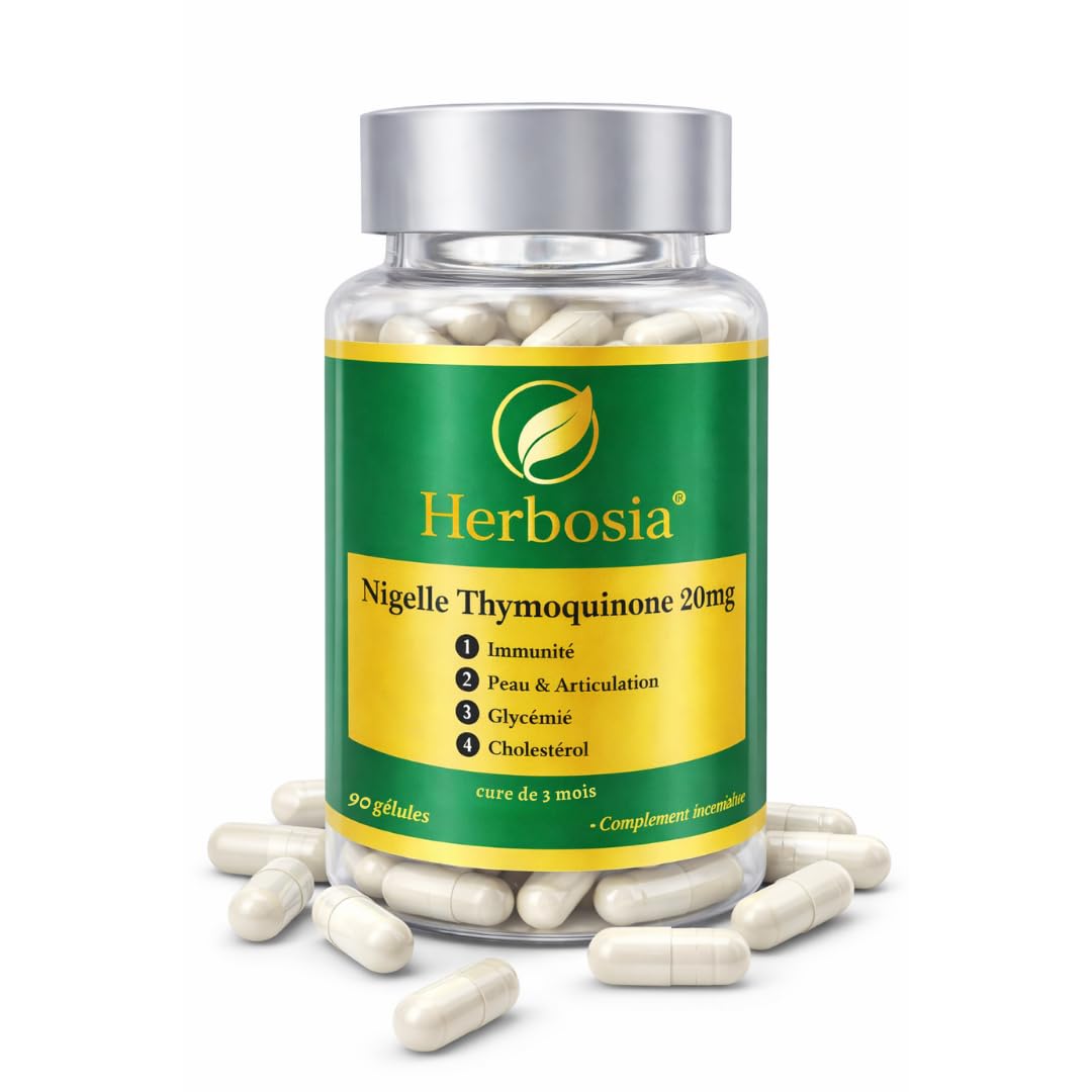 Cápsulas de Nigella Rica en Timoquinona 20 mg – Biodisponibilidad máxima – Vegano & Halal – La única forma estudiada científicamente – 90 cápsulas (curación de 3 meses)