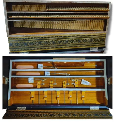 Image of Musical Works 3.4 Octave Harmonium with 9 Scale Changer | Teak Wood, Coupler & 3 Reed Set (Bass + Male + Female) | Matte Black Finish with Fiber Box - Ideal for Beginners & Performers