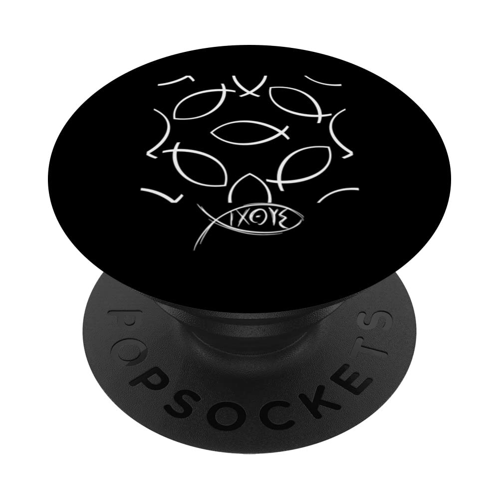 Fish The Sign of Christian Jesus Friends Faith God PopSockets Swappable PopGrip, Black
