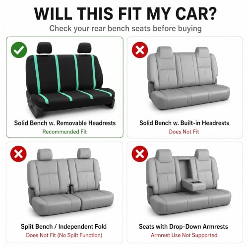 Image of FH Group Car Seat Covers Rear Set Cloth - Car Seat Covers with Removable Headrest,Universal Fit,Automotive SeatCovers,Washable Car SeatCover for SUV,Sedan,Van Mint