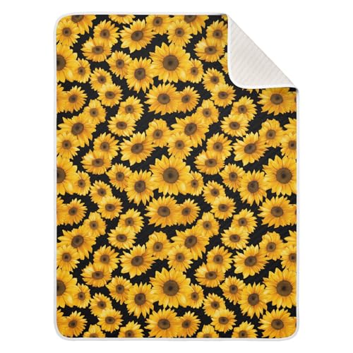 Image of Nursery Bed Blankets for Baby Boy and Girl Soft Crib Receiving Blanket for Toddler and Infant 30X40in Sunflowers