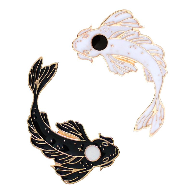 Image of 2Pcs coadipress Lovely Fish Brooch Enamel Lapel Brooches Pin Set Cute Cartoon Koi Fish Pins for DIY Backpacks Clothes Bags Jackets Hat Jewelry Accessories Gift