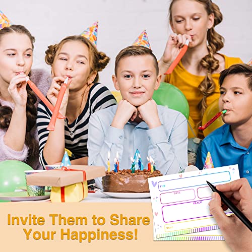 Ystep Rainbow Birthday Party Invitations, 20 Invite Cards With Envelopes, 4"X6" Girls Birthday Party Invites - A03 #TOP2