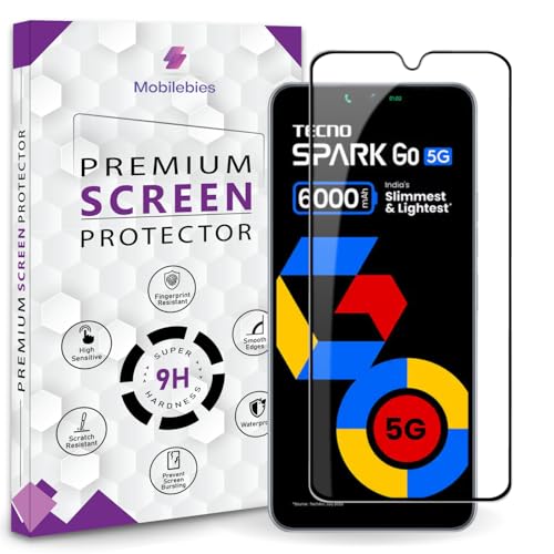 Image of Premium Tempered Glass Screen Protector Guard For Tecno Spark Go 5G (6.74 Inch, Pack of 1) | HD Clear Edge to Edge Coverage With Easy to installation kit