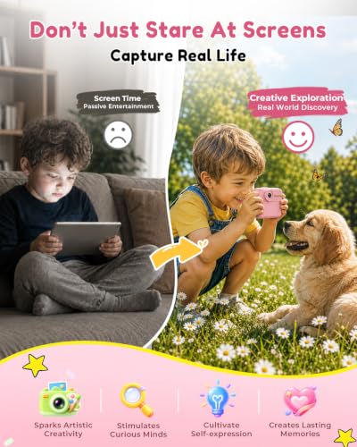 Image of GRENARO Instant Photo Camera, 1080P Toy Camera for Kids with Print, Built-in Puzzle Games & MP3, 2.4 inch HD IPS, 35 Filters, 16x Zoom, Christmas & Birthday Gift for Ages 3-12