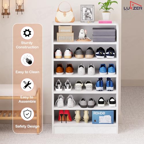 Lukzer 6-Tier White Shoe Rack 100x60x30cm - Image 4