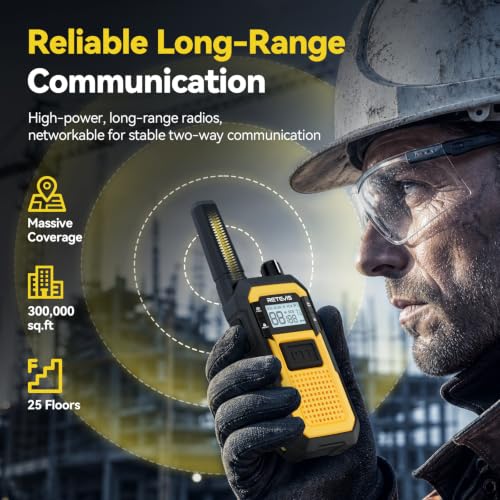 Image of Retevis RB48 Advanced Triple Prooof Walkie Talkies with Shoulder Mic,MIL-STD 810H,VOX,Vibration Reminder,Dual PTT,SOS,NOAA,10 Call Bells,Mic-Noise Reduction&IP67 Waterproof (2 Pack)
