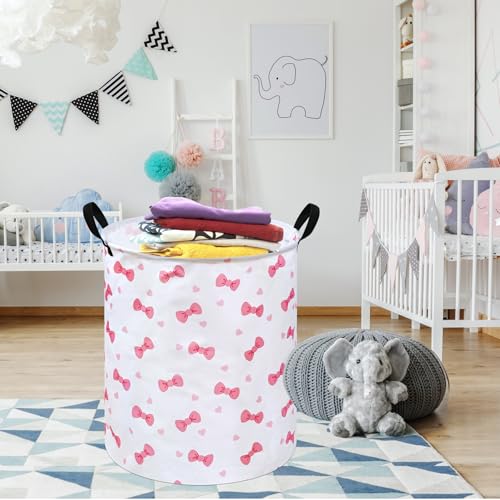 Image of 19.7 inch Round Kids Laundry Basket Gift Basket Storage Laundry Hamper Laundry Basket Baby Toys Nursery Bin with Handles,Storage Basket for Kids Room Bedroom Decor