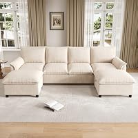 luckdect Canapé d'angle Modulable 264.50 cm 5 Places, avec 2 Repose-Pieds réglables, canapé d'angle pour Le Sa