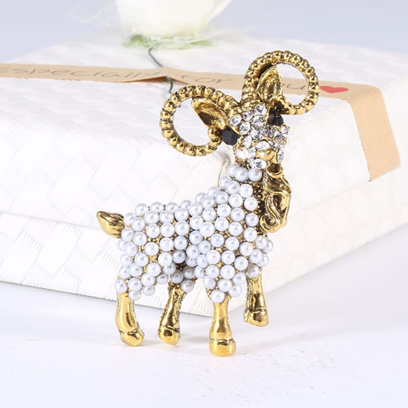 Image of Opexicos 2Pcs Fashion Alloy Pearl Goat Brooch Cute Animal Brooches Clothing Accessories Children's Holiday Gift