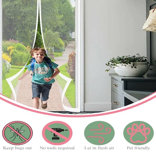 Moustiquaire anti insecte pour porte de camping-car et balcon blanc