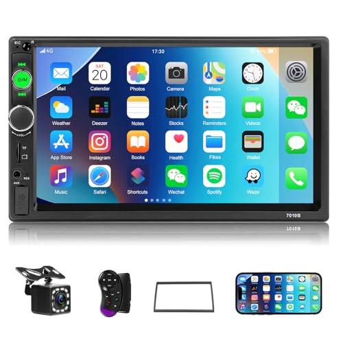 Camecho Car Stereo 2 Din Car Radio 7' MP5 Player with HD Touch Screen Digital Display Bluetooth Multimedia Support USB SD FM Aux-in Double Din Autoradio Mobile Phone Mirror Link with Backup Camera