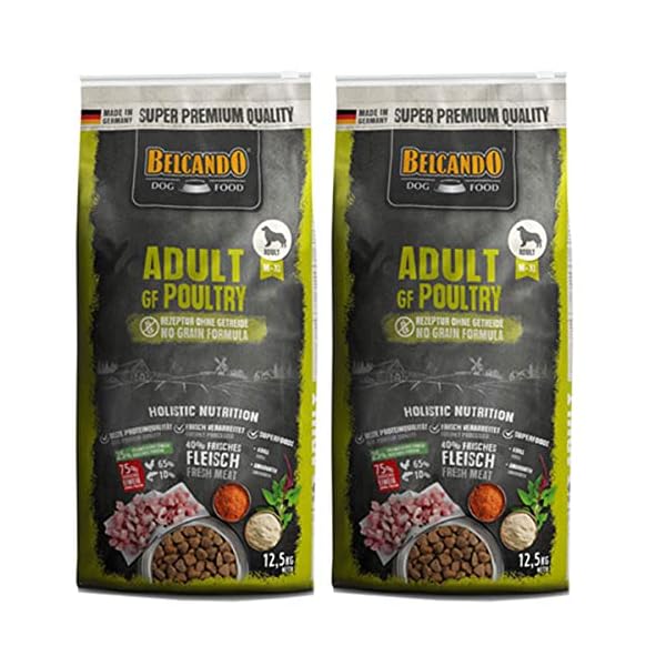 BELCANDO Hundefutter Adult GF Poultry 2X 12,5kg, Getreidefreies Trockenfutter für Hunde mit Futterunverträglichkeiten gegen Gluten