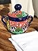 Handmade Colorful Talavera Sugar Jar with Handles | Vibrant Multicolor Ceramic Jar with Lid