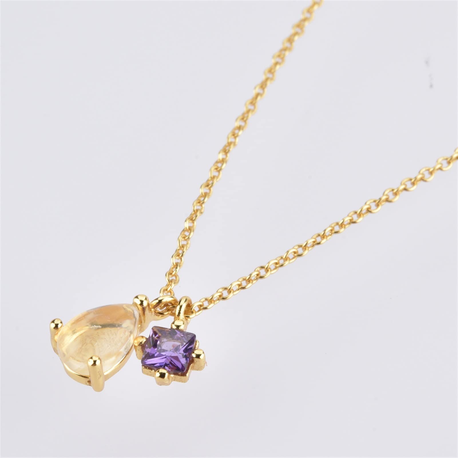 Collane Ciondolo in argento 925 a forma di goccia con ciondolo quadrato viola, collana a catena lunga, pendenti da donna alla