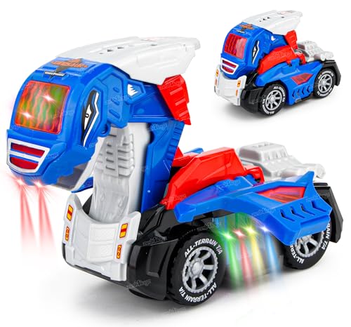 Image of Zest 4 Toyz 2 in 1 Deformation Car for Kids with Light and Sound Effects | Dino Deformed Battery Operated Car Toy Transformers Toys 360 Rotating | Suitable for 3+ Years Boys and Girls- Blue