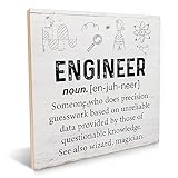 Engineer Gifts Engineering Gift Wooden Sign Engineer Wood Sign Plaque Keepsake Home Office Desk Decor for Birthday Christmas 6.2 X 6.2 Inches