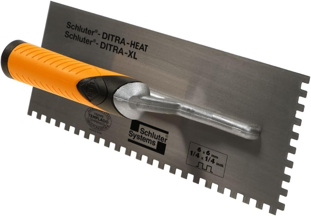Schluter Ditra Heat/XL Square-Notch Trowel - Ideal for Installing Ditra-Heat and Ditra-XL - 1/4" X 1/4", 1-Pack - TRL-DHXL