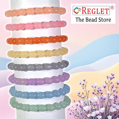 Image of 160 Pcs Oval Shaped Glass Beads for Jewellery Making Kit - Glass Beads for Bracelet Making Kit - Bead Craft - 8 * 11mm