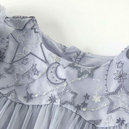 Robe de princesse grise et bleue haut de gamme pour bébés filles - 8