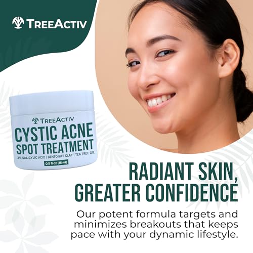 TreeActiv Salicylic Acid Cystic Acne Spot Treatment, 0.5 fl oz, Acne Treatment for Face, Acne Spot Cream, Hormonal Acne Treatment, Acne Spot Treatment for Face and Body, Acne Cream for Teens & Adults - Thumbnail 3