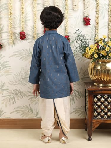 Image of POLKA TOTS Pure Cotton Traditional Dhoti Kurta Set for Baby Boys, Toddlers & Kids | Soft and Breathable Cotton Ethnic Dress for Festivals and Weddings | Traditional Elegant Indian Festive Clothing