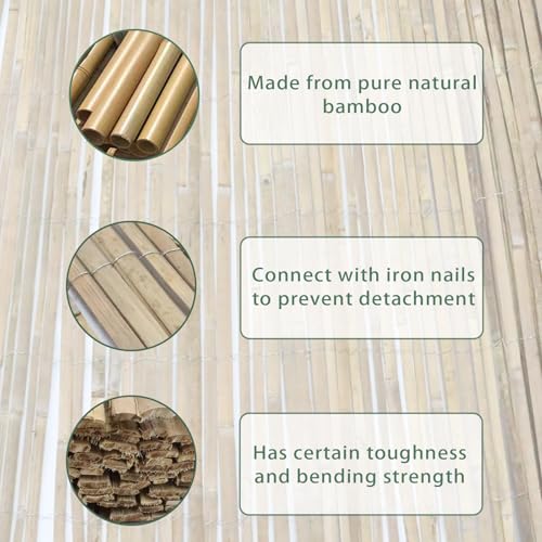 VicaVerde Bamboo Slat Fence 5ft x 14ft, Natural Split Fencing, Bamboo Privacy Fence Screen 5 Feet High, Privacy Fence for Garden, Divider, Balcony, Pool Side