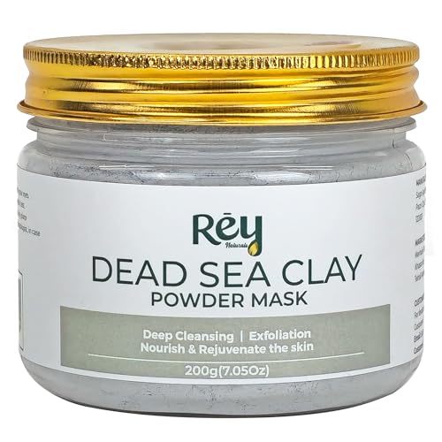 Image of Rey Naturals Dead Sea Clay Face Pack - 200g | Face Clay Mask for Skin Hydration & Detoxification | Minimize Blackheads & Acne | Draws Out Impurities, Dirt & Toxins From Skin