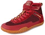 Damen Wrestlingschuhe Boxschuhe Zero Drop Sohle, Rot, 9.5 US Wide