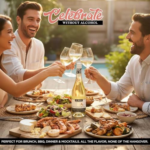 Image of ST. REGIS Non-Alcoholic Sauvignon Blanc 25.4 Fl Oz / 750ml (4 Pack) - Low Calorie, Low Sugar - Crisp and Refreshing Tropical Fruity Rich Flavor