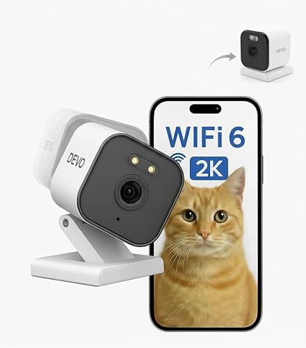 Devo Cámara de seguridad C10 2K Interior y exterior Monitor de bebé y cámara para mascotas Audio de 2 vías, visión nocturna a color, transmisión